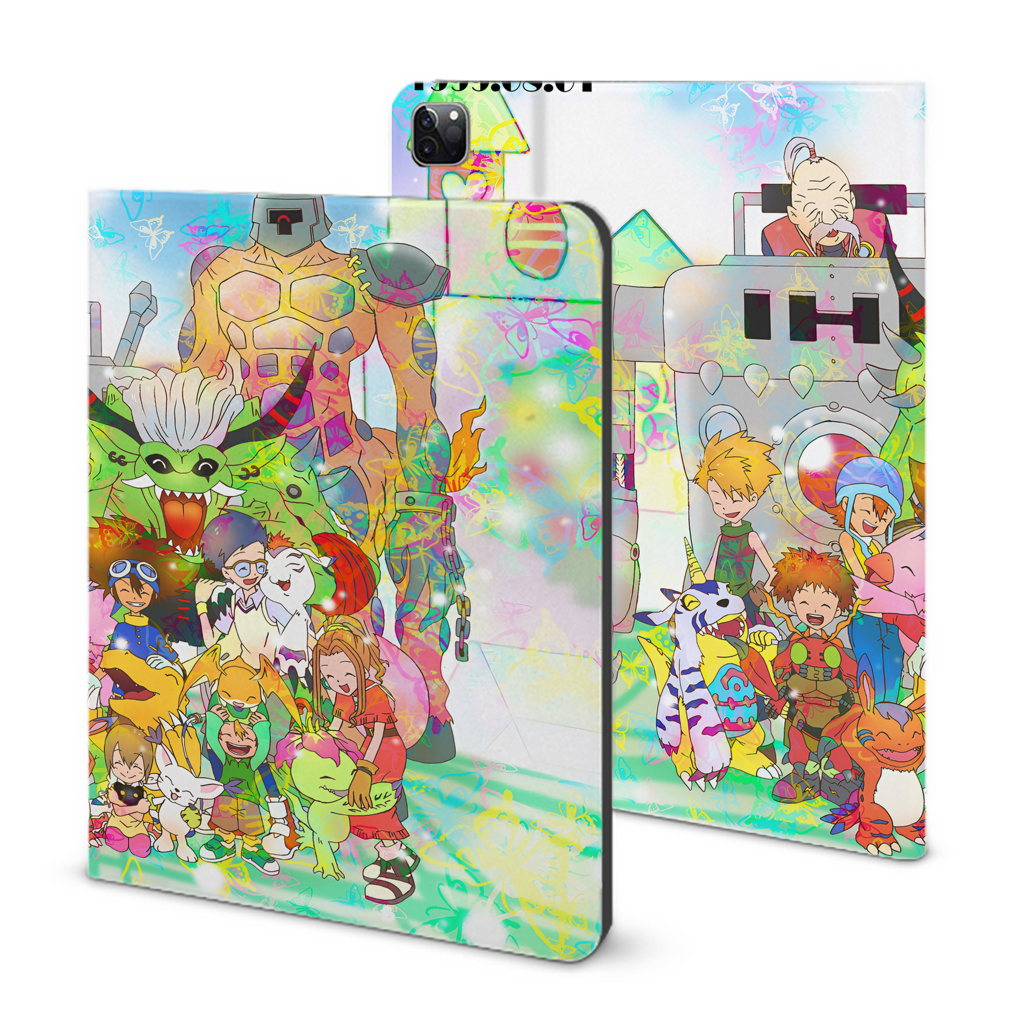 （画像用） Digimon デジタルモンスター/デジモン IPad ケース ブック型 PUレザー TPU 耐衝撃 軽量 薄型 ペン収納なし 全面保護 IPad 各モデル対応